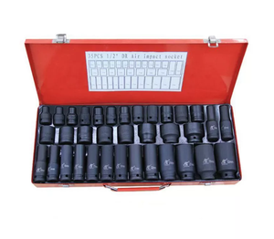 Jeu de douilles métriques à Impact d'air profond, outil de 35 pièces, clé métrique roi 1/2, pilote Sae <span class=keywords><strong>Powerfix</strong></span> - Product Image 1