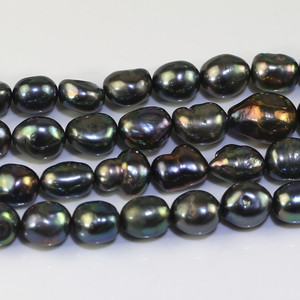 12-13mm grandi dimensioni grandi irregolari d'acqua dolce reale genuino all'ingrosso AA peacock black nugget <span class=keywords><strong>perle</strong></span> barocche con retro piatto 12mm - Product Image 2