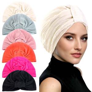 Wholesale <b>Women</b> Twist Knotted Turban Solid Color Muslim Headscarf Stretchy Headwrap Polyester Daily Wear <b>Scarf</b> - Product Image 1