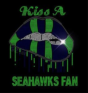 Kustom Seattle <span class=keywords><strong>Seahawks</strong></span> Transfer tim sepak bola Motif hot-fix besi pada Transfer berlian imitasi untuk kemeja - Product Image 5