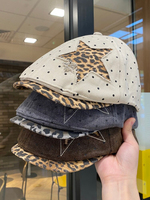 Béret tendance et polyvalent pour femme, imprimé léopard, style étoile, idéal pour les sorties printemps-été, révélant le visage