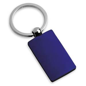 Llavero de metal azul brillante con anillo plateado y detalles morados para uso diario - Product Image 2