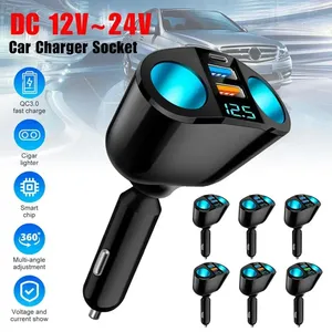 ที่ชาร์จในรถยนต์แบบเร็ว 66W 12V-24V ซ็อกเก็ตแยกพอร์ต USB คู่ Type-C พร้อมหน้าจอดิจิตอลสำหรับโทรศัพท์มือถือและกล้องติดรถยนต์ รองรับการชาร์จเร็ว - Product Image 2