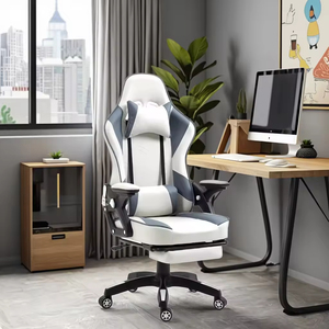 Chaise de jeu pivotante économique blanche avec repose-pieds 5925 – Chaise de gaming 5925 pas chère - Product Image 1