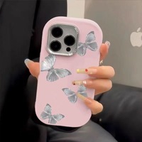 Mode fille galvanoplastie lentille bleu papillon PC étui de téléphone portable protéger la couverture pour iPhone 16 Pro Max 11 12 13 14 15