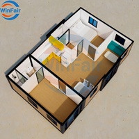 Maison conteneur extensible WinFair à prix abordable, maison préfabriquée modulaire à toit triangulaire de 20 pieds avec terrasse pour éco-lodge