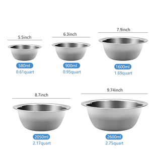 Juego de cinco piezas de cuencos mezcladores de acero inoxidable con tazón graduado para ensalada, tarro y tazón para aderezos de paredes gruesas - Product Image 2