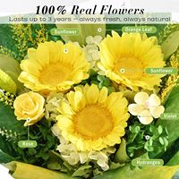 Boîte cadeau de bouquet de tournesols préservés - Fleurs pour la fête des mères et la Saint-Valentin pour femmes