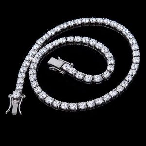 Precio de Collar de Moissanita Hip Hop de Plata de Ley 925 con incrustaciones de Moissanita de 2mm, 3mm, 4mm, tipo Cadena Tenis - Product Image 4