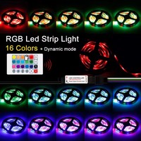 Bande lumineuse LED RVB 2835 colorée, télécommande IR 24 touches, 12V basse tension, étanche, bande lumineuse souple 5M
