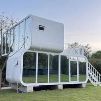 Maisons conteneurs portables de luxe en acier léger, capsules spatiales modulaires préfabriquées écologiques, cabines Apple, maisons, hôtels, entrepôts
