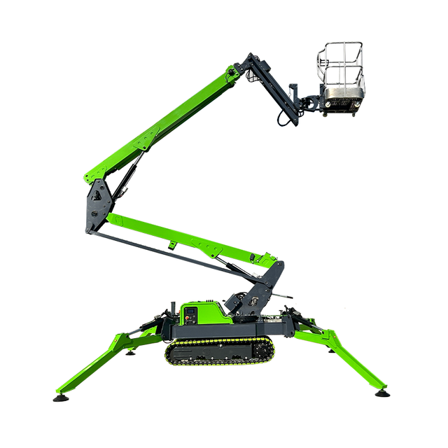 New 8-20m Small Aerial Work Self-Propelled Spider Boom Lift Machine Steel Articulated Tracked Boom Lift for Hotels 380v Voltage