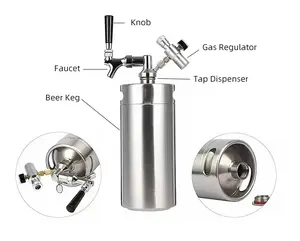Baixo Preço Vazio 2L 3.6L 4L 5L 10L Homebrew Aço Inoxidável 304 Mini Draft Beer Keg