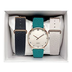 Customized Women's Quartz <strong>Watches</strong> <strong>Interchangeable</strong> Leather <strong>Straps</strong> Geneva Fashion Gift <strong>Set</strong> featuring Seiko Movement Crystal Dial - Product Image 3