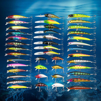 Lot de 43 Leurres de Pêche Mixtes Comprenant des Poissons Nageurs, Poppers et Crankbaits avec Hameçons Triples pour la Pêche en Mer, en Eau Douce, à la Truite et au Bar
