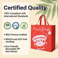 Sacs fourre-tout de Noël en PP non tissé, taille moyenne, ouverts en haut, écologiques, réutilisables, avec logo personnalisé, vente en gros, pour les achats de fin d'année