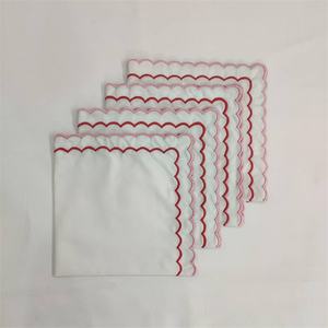 Festonné brodé luxe or boho noir noël mariage serviettes de table tissu tissé logo personnalisé lin décor napperon rond - Product Image 1