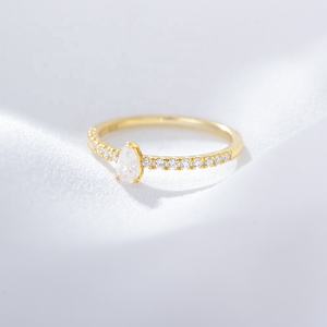 Новая модель вечность груша, ювелирное изделие для помолвки кольцо для подарка 925 стерлингового серебра настроены позолоченные женские Циркон с геометрическим рисунком - Product Image 2