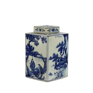 RYUK15-B dinastia Qing Kangxi Emperor era riproduzione vernice a mano antica agricoltura cinese modello di vita quadrato in ceramica blu <span class=keywords><strong>e</strong></span> wh - Product Image 1