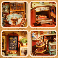 Tonecheer Wholesale NOUVEAU Design 2026 Puzzle 3D en Bois LED Maison de Poupée Café Mocha Kit DIY Maison de Poupée en Bois Modèle Miniature DIY