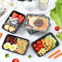 Boîte alimentaire jetable rectangulaire transparente de 1000 ml avec couvercle, en plastique PP, compatible micro-ondes, pour le déjeuner – Vente chaude
