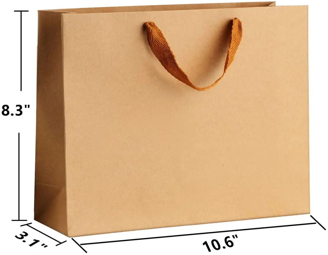 Матовый/глянцевый ламинированный коричневый цвет перерабатываемый картон дешевый большой бумажный пакет для продвижения