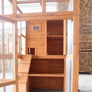 Maison pour chat en bois de haute qualité, abri extérieur résistant aux intempéries pour <span class=keywords><strong>animaux</strong></span> de compagnie avec un design à plusieurs niveaux et <span class=keywords><strong>des</strong></span> fenêtres de ventilation - Product Image 4