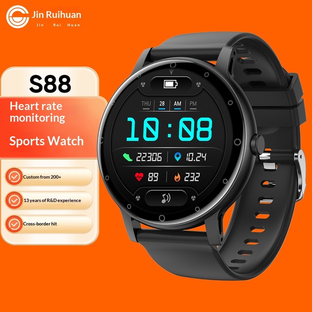 Smart Watch Huaqiang North S88 TPU Band Sleep Heart Rate Monitoring for Call Video Call SIM for Unisex Sports Watch