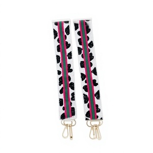 CRYSTAL CRAFT Vintage Eco-Friendly Beaded Fabric <b>Strap</b> with Black Leaf Pattern and for Green Stripes for Handbag Accessories - Product Image 1