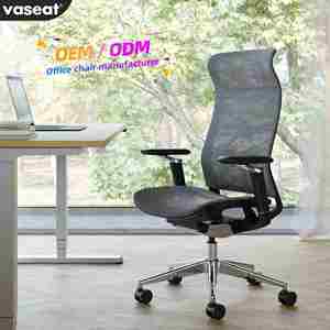 Ergonomic điều hành Ghế văn phòng vải điều chỉnh tay vịn xoay cơ sở chân thép-Thiết kế hiện đại cao trở lại nút nghiêng - Product Image 1