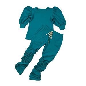 Vente en gros de vêtements pour enfants de haute qualité, ensembles de pantalons superposés multicolores, chemises à manches bouffantes, tenues pour enfants, vêtements de boutique pour l'automne - Product Image 5
