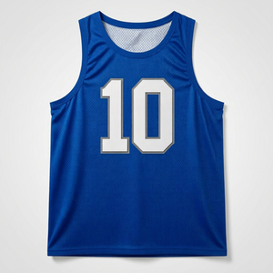 Maillot de basket personnalisé SIBRIN, sans manches, débardeur, uniforme d'équipe sportive, bleu royal uni, 100% polyester respirant - Product Image 1