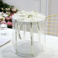 Fournitures pour gâteaux Vente flash Boîte d'emballage pour gâteau d'anniversaire de 4/6/8/10 pouces Boîte d'emballage ronde en plastique Boîte à gâteau transparente