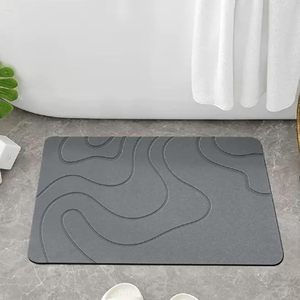 Tapis de douche super absorbant, séchage instantané, motif pierre, design vague, disponible à la vente - Product Image 4