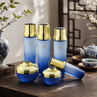 Flacons diffuseurs de parfum en verre bleu royal coniques avec impression de logo personnalisé, 130 ml, 110 ml, 30 ml, 50 g, 30 g, ensemble de luxe