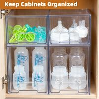Organisateur de biberons empilable avec tiroirs de rangement transparents, conteneur de rangement pour biberons sur comptoir, SANS étiquettes tableau noir