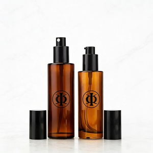 Amber Glass Essential Oil Dropper Bottles with Custom Packaging Box Luxury Serum Containers Pump <b>Spray</b> Bottles - Product Image 1