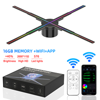 Nouveau ventilateur holographique 3D 2026 de 50 cm avec 576 LED haute luminosité, projecteur 3D, contrôle via application WiFi, synchronisation audio Bluetooth, affichage publicitaire