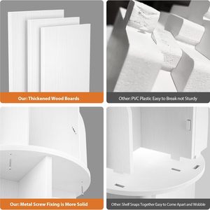 Estantería de 4 Niveles para Libros, Organizador de Libros <span class=keywords><strong>Estrecho</strong></span> de Madera, Estantería de Esquina Giratoria Moderna de Madera - Product Image 2