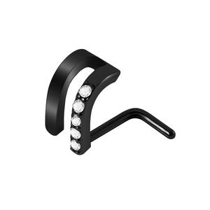 Nouveau anneau de <span class=keywords><strong>nez</strong></span> torsadé en acier inoxydable avec zircon CZ, forme en L, chaîne de <span class=keywords><strong>piercing</strong></span> de <span class=keywords><strong>nez</strong></span>, bijoux à la mode - Product Image 5