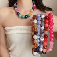 Kalung Choker Manik Akrilik Panjang Warna-warni Korea Baru untuk Wanita, Perhiasan Pengantin Pernikahan