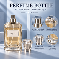 Flacon pulvérisateur de parfum rectangulaire en verre transparent de luxe en gros avec bouchon facetté pour l'emballage de parfums