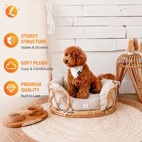 PET LOVE Japanisches Minimalistisches Prinzessinnen-Stil Luxus Naturrattan Gewebtes Solides Hundebett Wasserdicht Atmungsaktiv Sommer-Design für