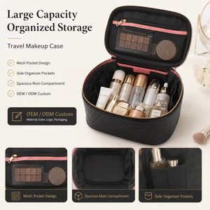 Custom Logo PU Crocodile Pattern Cosmetic Bag Travel <b>Makeup</b> Vanity <b>Case</b> with Handle OEM ODM Wholesale Supplier - Product Image 5