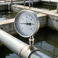 Termometer Bimetal Baja Tahan Karat Ukuran Dial Kustom Rentang Suhu Koneksi Aksial untuk Pipa Gas Cair Uap