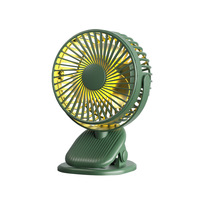 Ventilateur à pince multifonctionnel 3 vitesses avec veilleuse, moteur sans balais, pour bureau, mural, à circulation d'air, rechargeable par USB, portable et à main