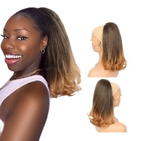 WP26 Meilleures ventes Extensions de cheveux synthétiques queue de cheval à cordon de serrage avec filet de maintien arrière, style Yaki