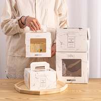 Boîte à gâteau surélevée personnalisée de 4, 6 et 8 pouces avec logo imprimé en relief, emballage portable pour gâteaux et desserts