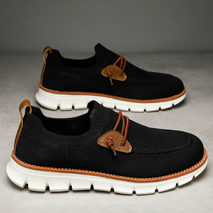 Men's Trendy Breathable Woven Walking <b>Shoes</b> With Adjustable Draw String Casual Outdoor Lightweight Business <b>Shoes</b> - Product Image 4