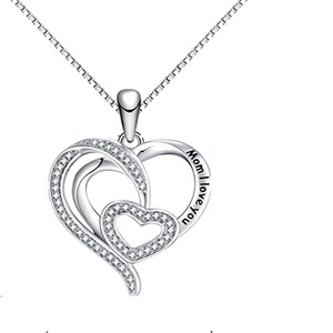 Collana con Ciondolo a Doppio Cuore Intrecciato per Donne, Elegante Gioiello con Charm a Cuore, Regalo di Moda per la Mamma - Product Image 4